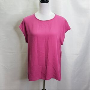 Chaus Pink Cap Sleeve Popover Blouse Size Small